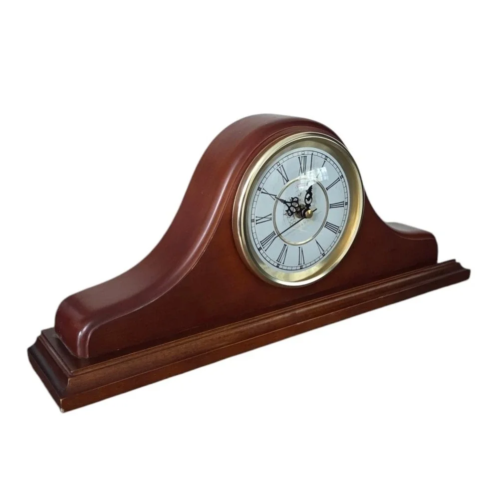 Vintage Sunbeam Oster‎ Gold Elegant Mantel Clock Quartz Cherry Wood #88634 WORKS